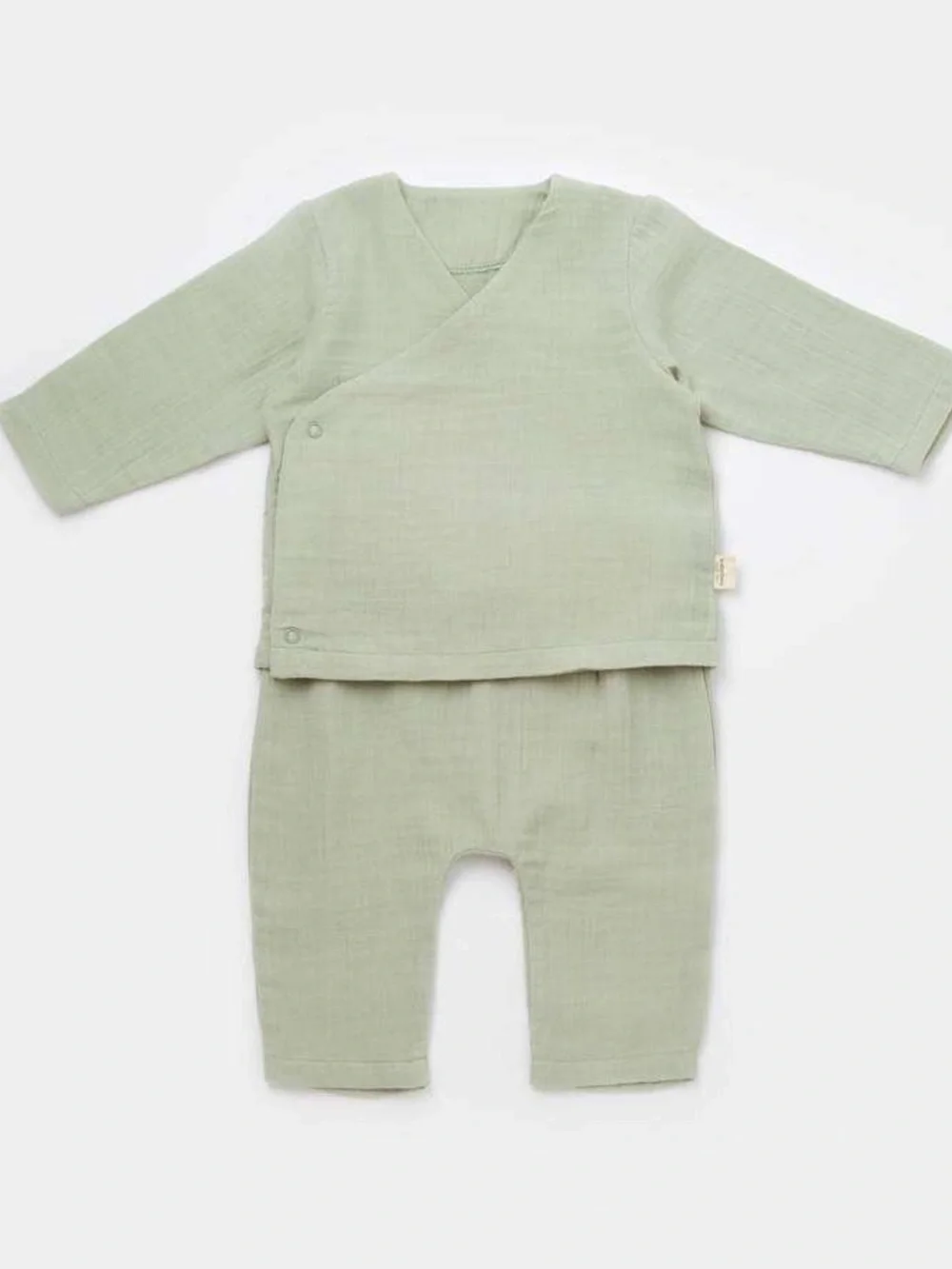 Organic Cotton Baby Outfit Set Green 12-18M GOTS 2 Pc Top Pants